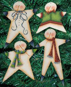 Snow Stars Ornaments - 4 sagome in legno