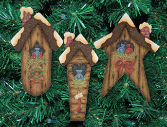 Wynter Retweet Birdhouse Ornaments - 3 sagome in legno