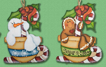 Ginger & Frosty Ornaments - 2 sagome in legno