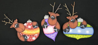 Reindeer Ornaments - 3 sagome in legno