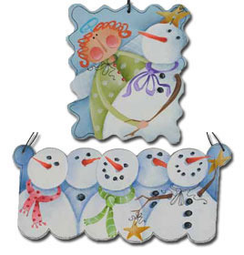 Snowmen Ornaments - 2 sagome in legno