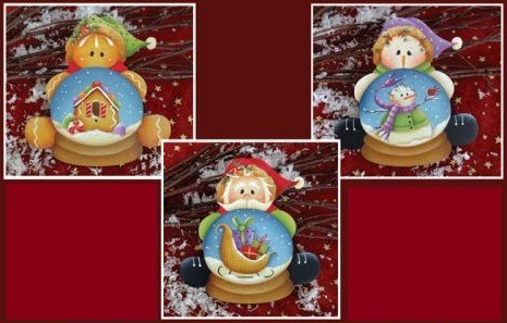 Snow Globe Ornaments - 3 sagome in legno