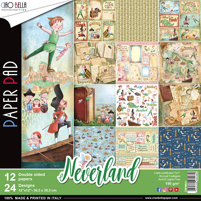Set di 12 Carte 30x30 Ciao Bella Paper - Neverland