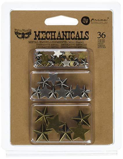 Mechanicals Metal Embellishments - Stars - Prima Marketing