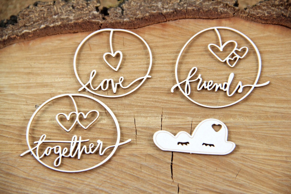 Chipboard Clouded Heart Together - Scrapiniec