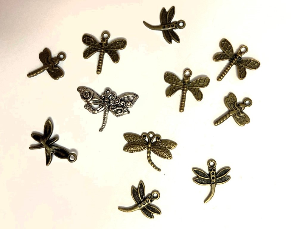 Set 10 libellule piccole in metallo
