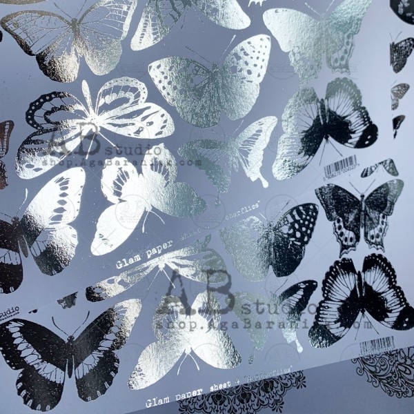 Carta 30x30 ABstudio - Glam Paper sheet 4 - Butterflies