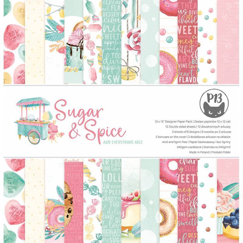 Set di 12 Carte 12x12" P13 - Sugar & Spice