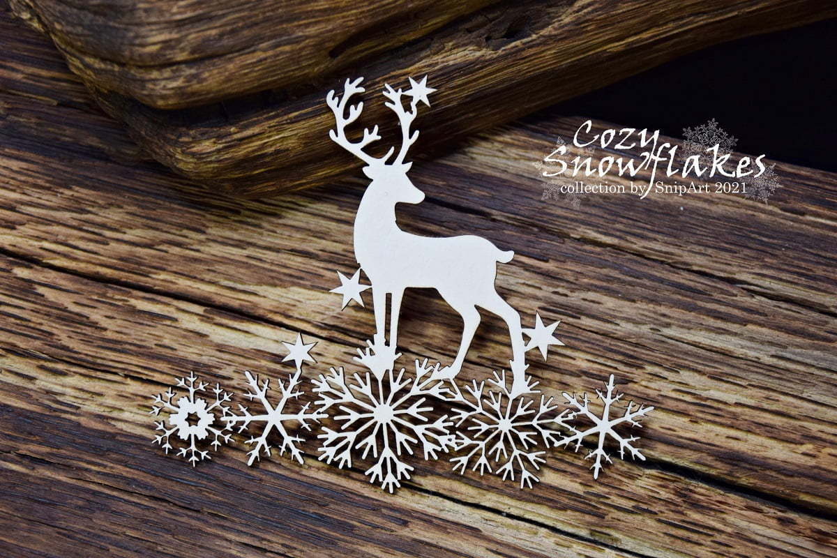 Chipboard - Deer on the Snowflakes