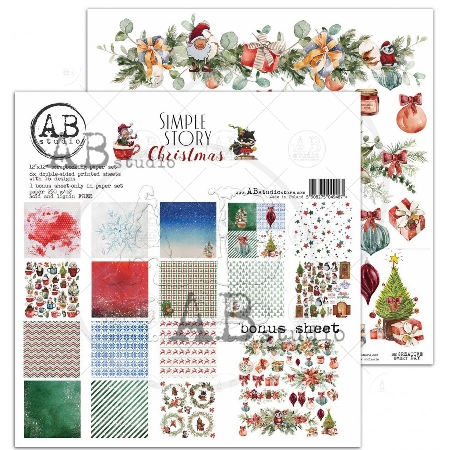 Set di 8 Carte 30x30 ABstudio - Simple Stories Christmas