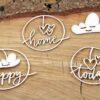 Chipboard Clouded Heart Happy - Scrapiniec
