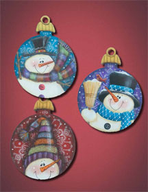 Cheery Snowman Fancy Round ornaments - 3 sagome in legno