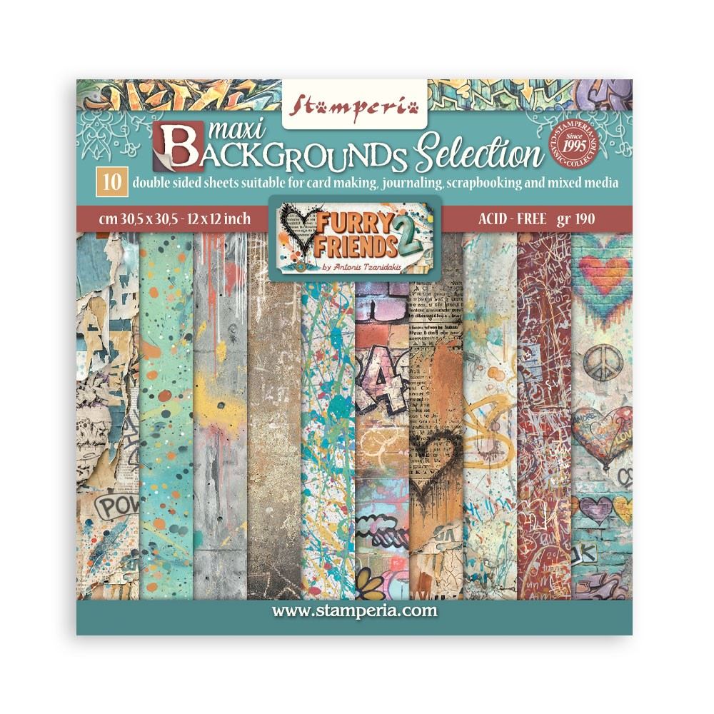 Pad Furry Friends 2 Background12″x12″ – Stamperia
